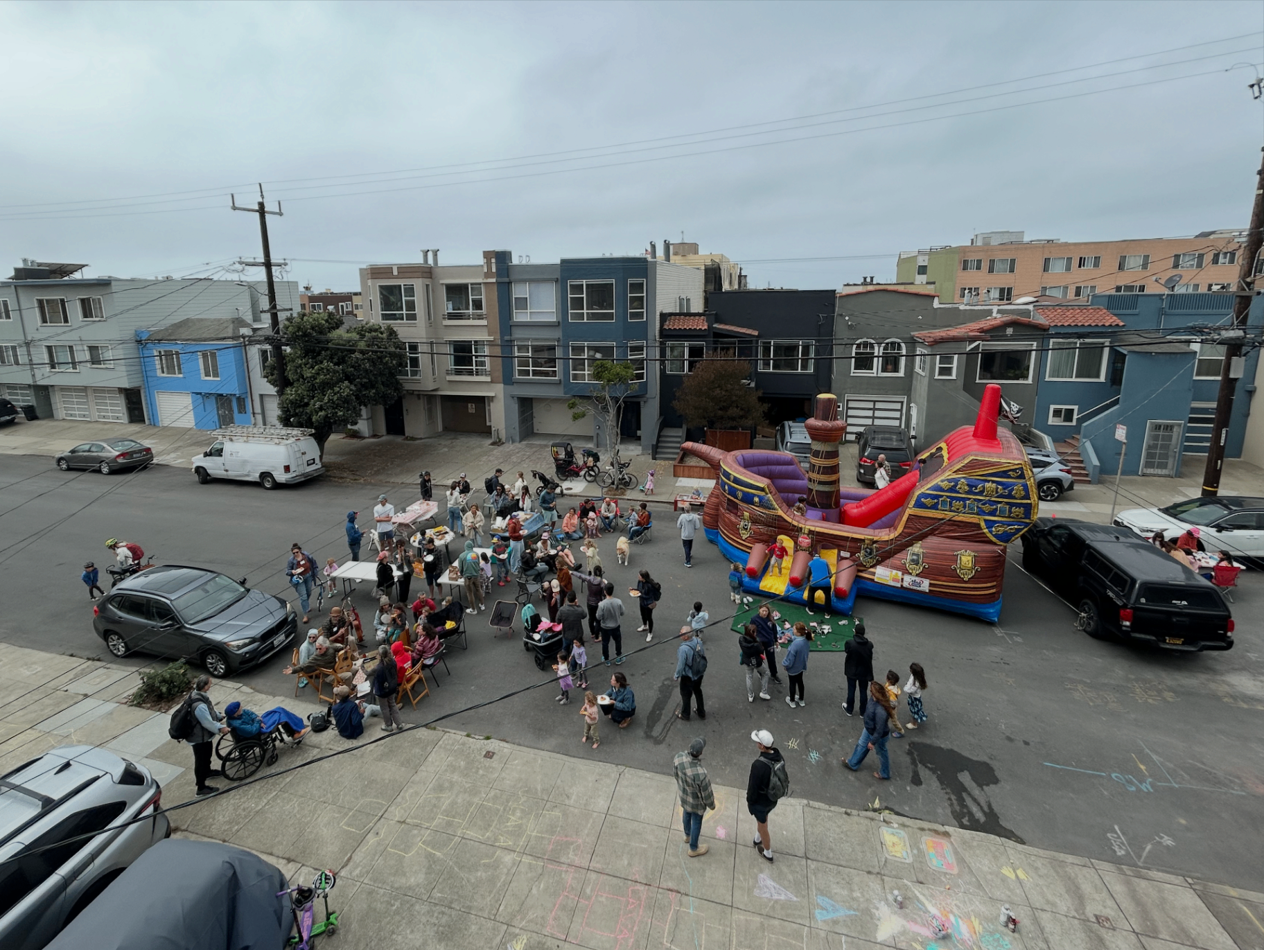 September block party with neighbors gathered