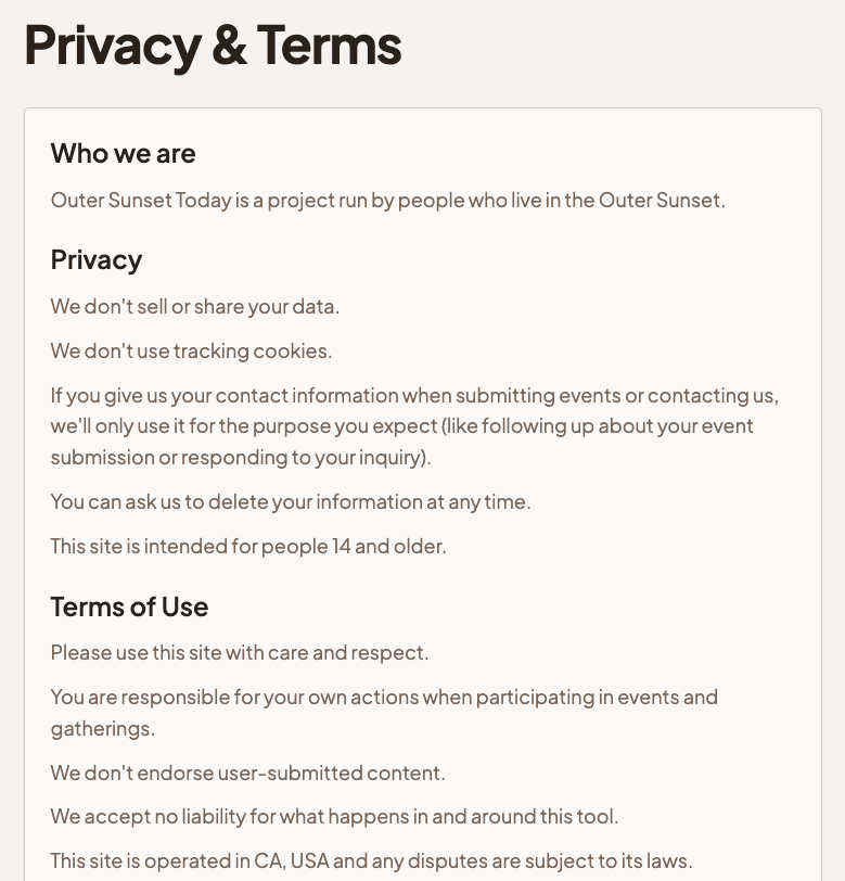Privacy & Terms Page
